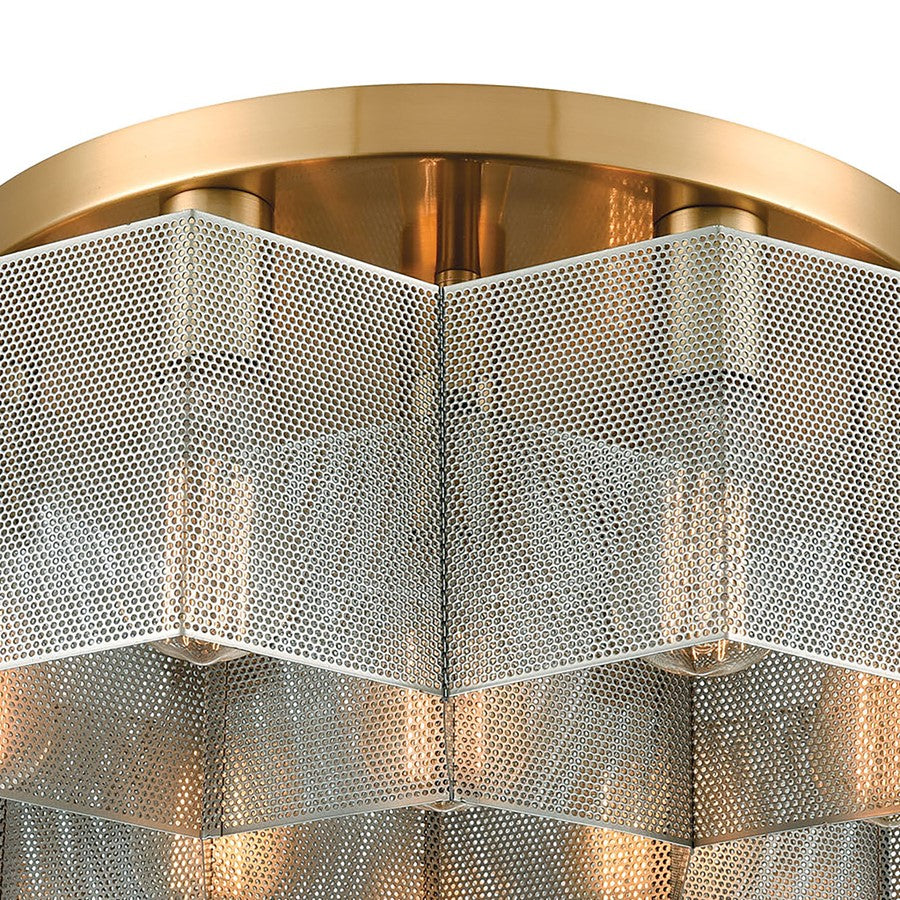 Atlas Lighting Compartir 19in 7-Light Semi Flush Mount | Modern Satin Brass and Nickel Metal | Kitchen & Dining Room Ceiling Light | Model CL11877-BS