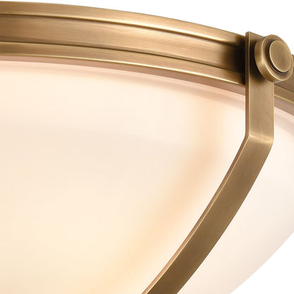 Atlas Lighting Connelly 19in 3-Light Semi Flush Mount | Traditional Natural Brass and White Glass | Dining Room & Living Room | Model CL11878-BS