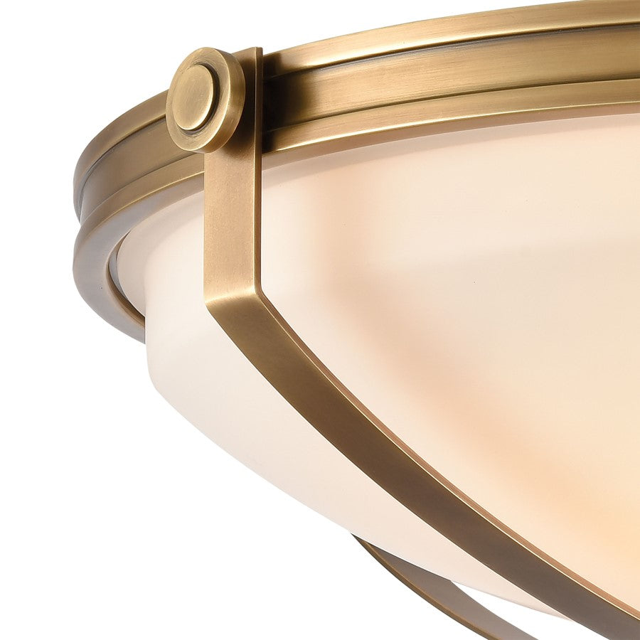 Atlas Lighting Connelly 23in 4-Light Semi Flush Mount | Traditional Natural Brass and White Glass | Dining Room & Living Room | Model CL11879-BS