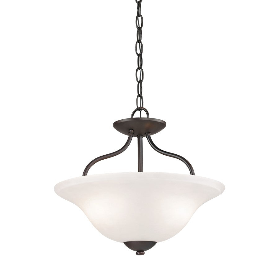 Atlas Lighting Conway 15in 2-Light Semi-Flush Mount | Traditional Oil Rubbed Bronze and White Frosted Glass | Hallway & Bedroom | Model CL11880-BZ