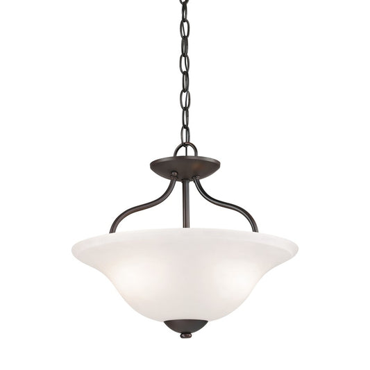 Atlas Lighting Conway 15in 2-Light Semi-Flush Mount | Traditional Oil Rubbed Bronze and White Frosted Glass | Hallway & Bedroom | Model CL11880-BZ