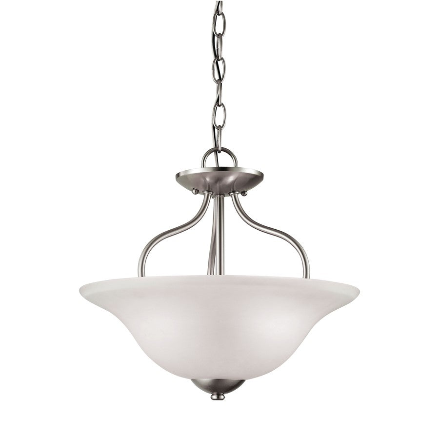 Atlas Lighting Conway 15in 2-Light Semi-Flush Mount | Traditional Brushed Nickel and White Frosted Glass | Hallway & Bedroom | Model CL11880-NK