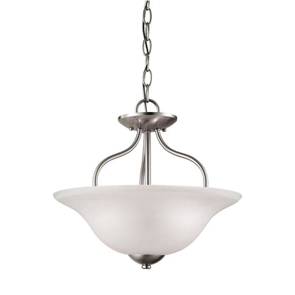 Atlas Lighting Conway 15in 2-Light Semi-Flush Mount | Traditional Brushed Nickel and White Frosted Glass | Hallway & Bedroom | Model CL11880-NK