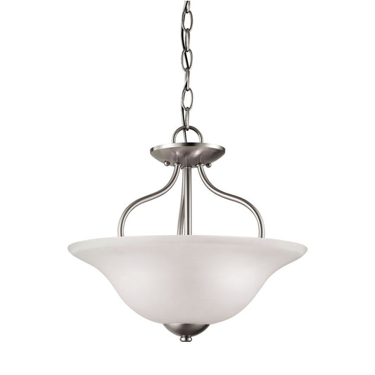 Atlas Lighting Conway 15in 2-Light Semi-Flush Mount | Traditional Brushed Nickel and White Frosted Glass | Hallway & Bedroom | Model CL11880-NK