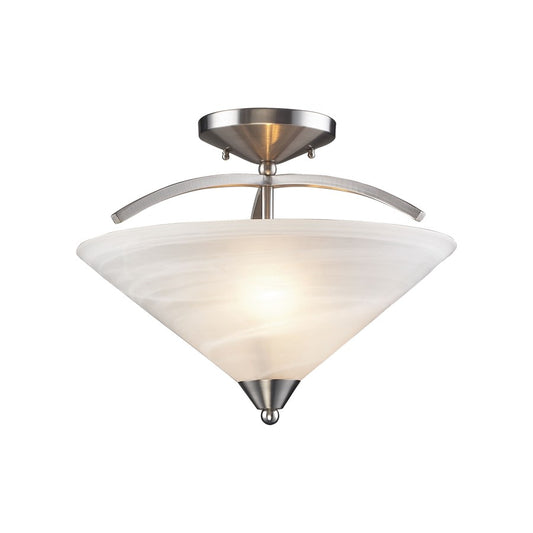 Atlas Lighting Elysburg 16in 2-Light Semi-Flush Mount | Transitional Satin Nickel and White Glass | Bedroom & Hallway Ceiling | Model CL11883-NK