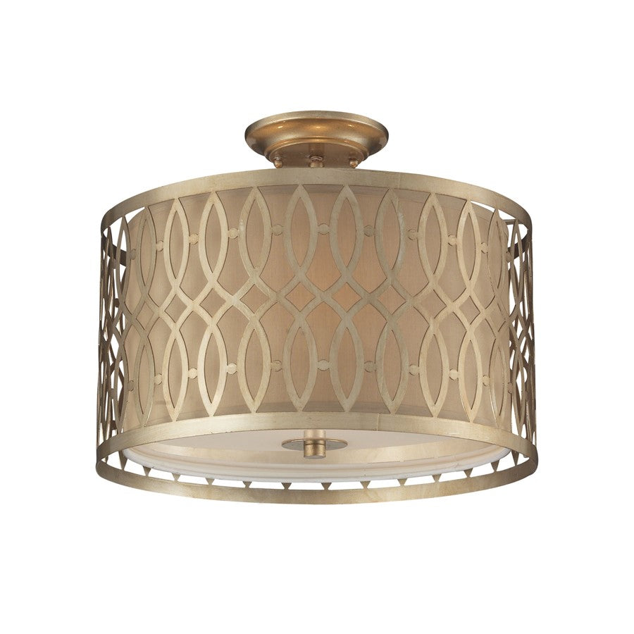 Atlas Lighting Estonia 16in 3-Light Semi-Flush Mount | Transitional Soft Gold and Silver Metal | Dining Room & Living Room Ceiling | Model CL11884-GD