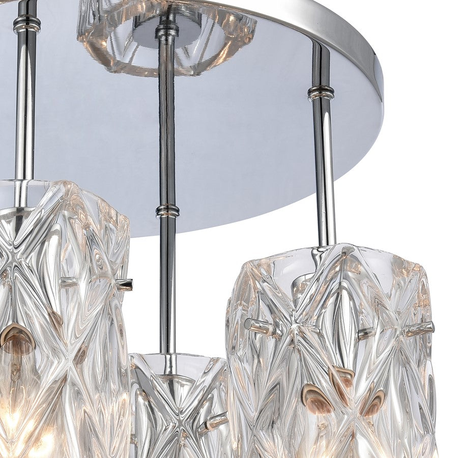 Atlas Lighting Forma de Crystal 13.75in 4-Light Semi-Flush Mount | Modern Polished Chrome and Clear Textured Glass | Living Room | Model CL11887-CH