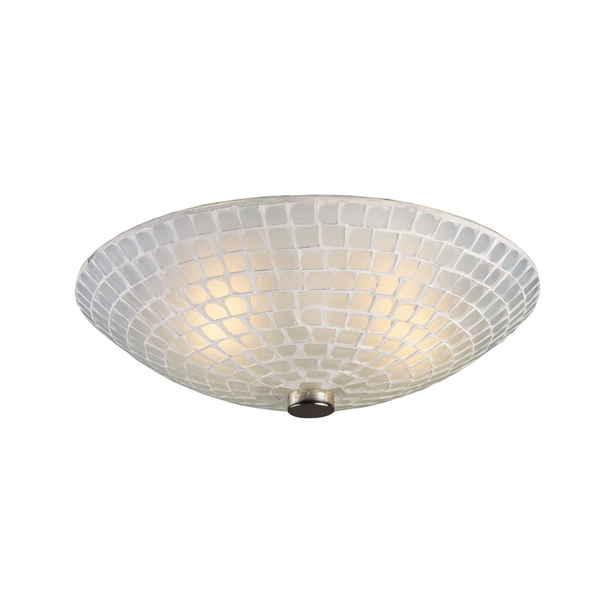 Atlas Lighting Fusion 12in 2-Light Semi-Flush Mount | Transitional White Glass and Satin Nickel Metal | Bedroom & Hallway | Model CL11888-WH