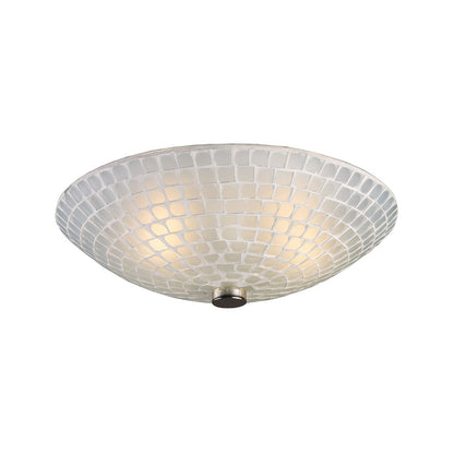 Atlas Lighting Fusion 12in 2-Light Semi-Flush Mount | Transitional White Glass and Satin Nickel Metal | Bedroom & Hallway | Model CL11888-WH