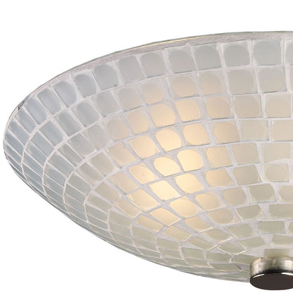 Atlas Lighting Fusion 12in 2-Light Semi-Flush Mount | Transitional White Glass and Satin Nickel Metal | Bedroom & Hallway | Model CL11888-WH