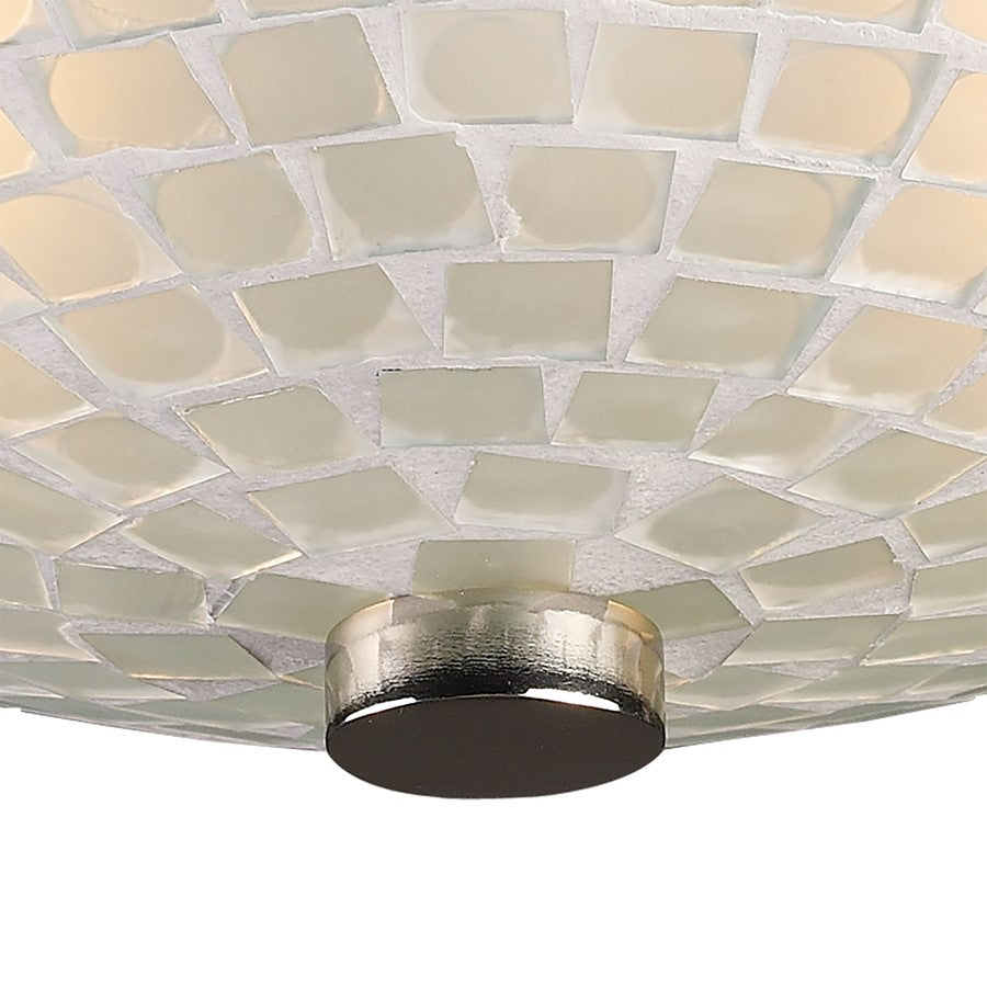 Atlas Lighting Fusion 12in 2-Light Semi-Flush Mount | Transitional White Glass and Satin Nickel Metal | Bedroom & Hallway | Model CL11888-WH