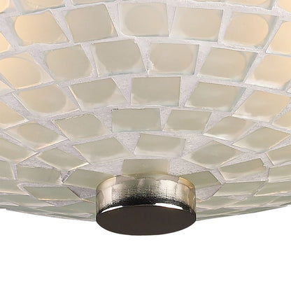 Atlas Lighting Fusion 12in 2-Light Semi-Flush Mount | Transitional White Glass and Satin Nickel Metal | Bedroom & Hallway | Model CL11888-WH