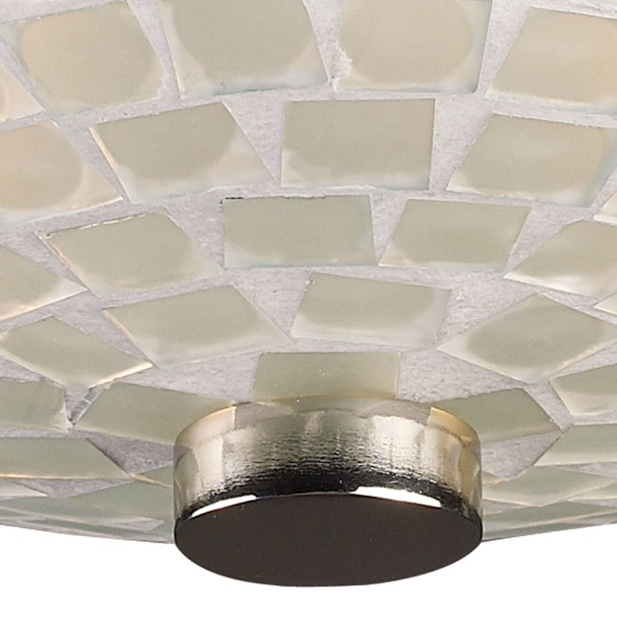 Atlas Lighting Fusion 12in 2-Light Semi-Flush Mount | Transitional White Glass and Satin Nickel Metal | Bedroom & Hallway | Model CL11888-WH