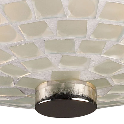 Atlas Lighting Fusion 12in 2-Light Semi-Flush Mount | Transitional White Glass and Satin Nickel Metal | Bedroom & Hallway | Model CL11888-WH