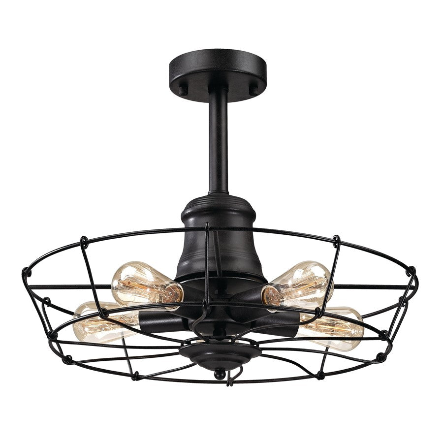 Atlas Lighting Glendora 20in 5-Light Semi-Flush Mount | Transitional Wrought Iron Black Metal | Dining Room & Entryway | Model CL11890-BK