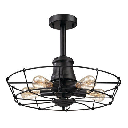 Atlas Lighting Glendora 20in 5-Light Semi-Flush Mount | Transitional Wrought Iron Black Metal | Dining Room & Entryway | Model CL11890-BK