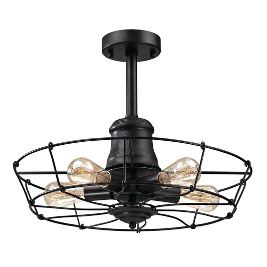 Atlas Lighting Glendora 20in 5-Light Semi-Flush Mount | Transitional Wrought Iron Black Metal | Dining Room & Entryway | Model CL11890-BK