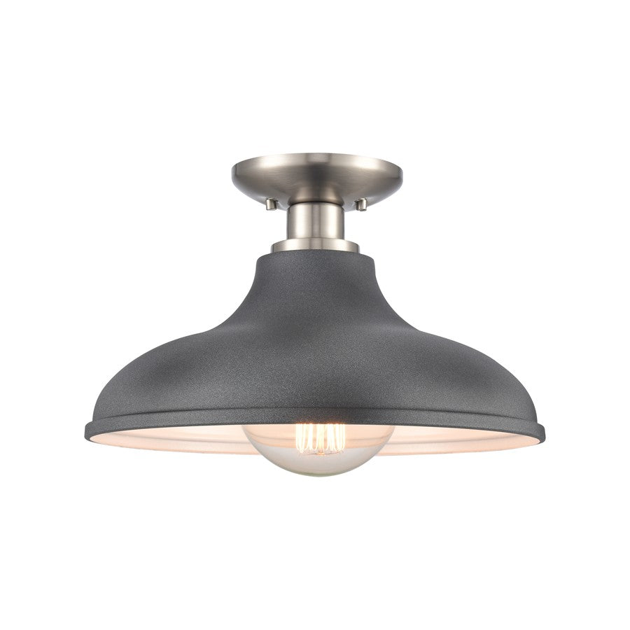 Atlas Lighting Grenville 13in 1-Light Semi-Flush Mount | Transitional Zinc and Brushed Nickel with Gray Metal Shade | Kitchen | Model CL11891-GY