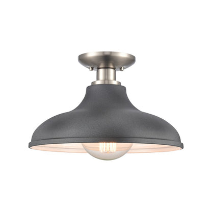 Atlas Lighting Grenville 13in 1-Light Semi-Flush Mount | Transitional Zinc and Brushed Nickel with Gray Metal Shade | Kitchen | Model CL11891-GY