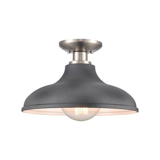 Atlas Lighting Grenville 13in 1-Light Semi-Flush Mount | Transitional Zinc and Brushed Nickel with Gray Metal Shade | Kitchen | Model CL11891-GY