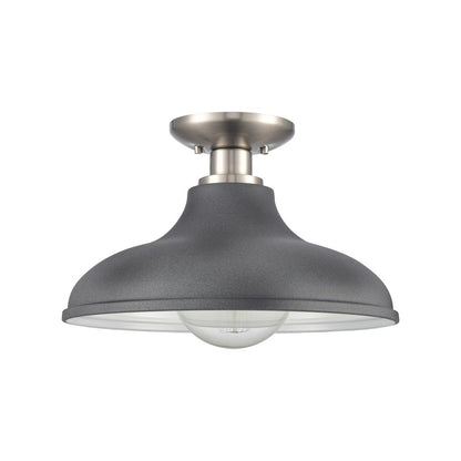 Atlas Lighting Grenville 13in 1-Light Semi-Flush Mount | Transitional Zinc and Brushed Nickel with Gray Metal Shade | Kitchen | Model CL11891-GY