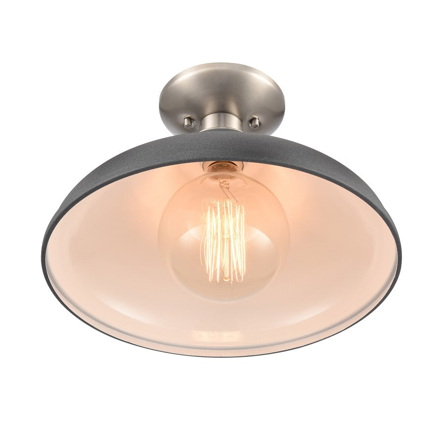 Atlas Lighting Grenville 13in 1-Light Semi-Flush Mount | Transitional Zinc and Brushed Nickel with Gray Metal Shade | Kitchen | Model CL11891-GY