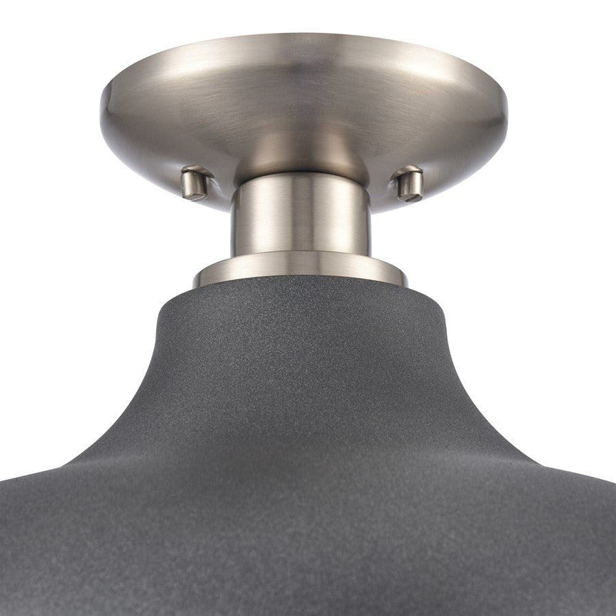 Atlas Lighting Grenville 13in 1-Light Semi-Flush Mount | Transitional Zinc and Brushed Nickel with Gray Metal Shade | Kitchen | Model CL11891-GY