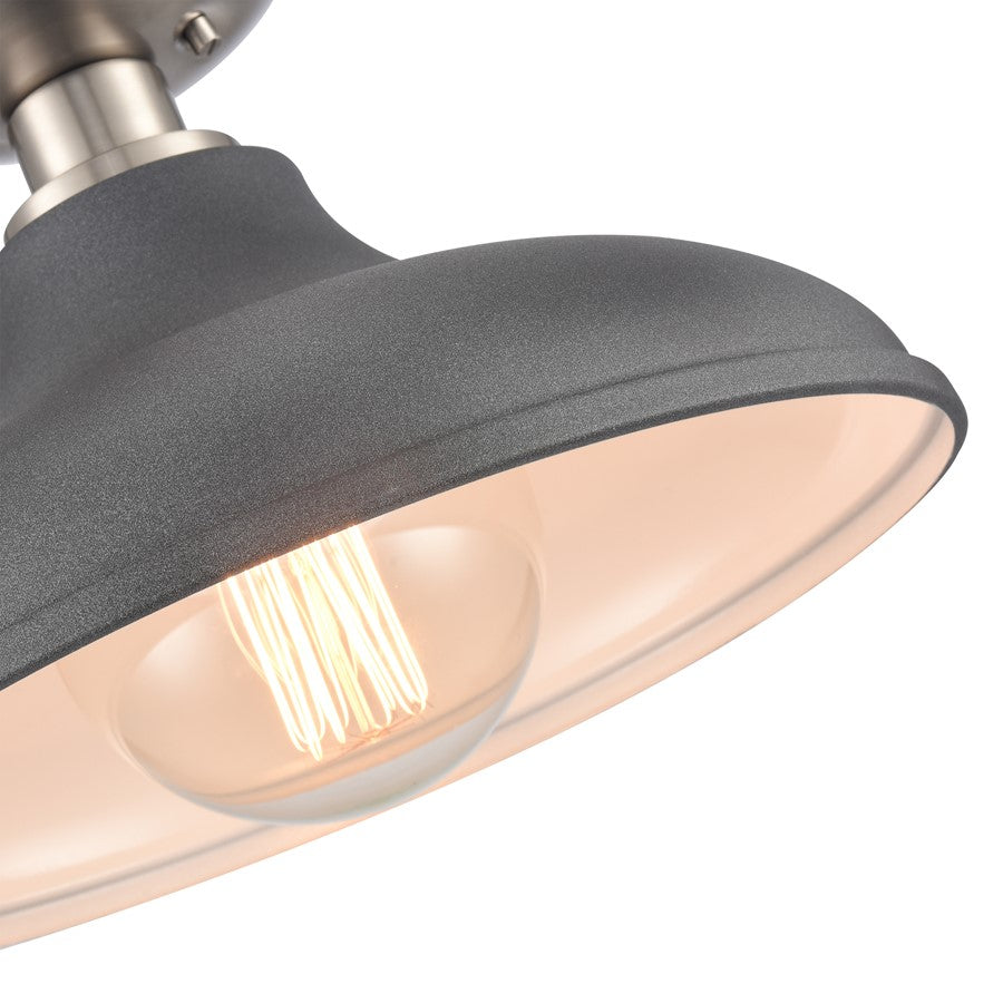 Atlas Lighting Grenville 13in 1-Light Semi-Flush Mount | Transitional Zinc and Brushed Nickel with Gray Metal Shade | Kitchen | Model CL11891-GY