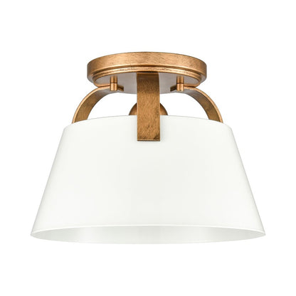Atlas Lighting Jepson 9.5in 1-Light Semi Flush Mount | Transitional Antique Gold and Matte White Metal | Kitchen & Hallway | Model CL11893-GD