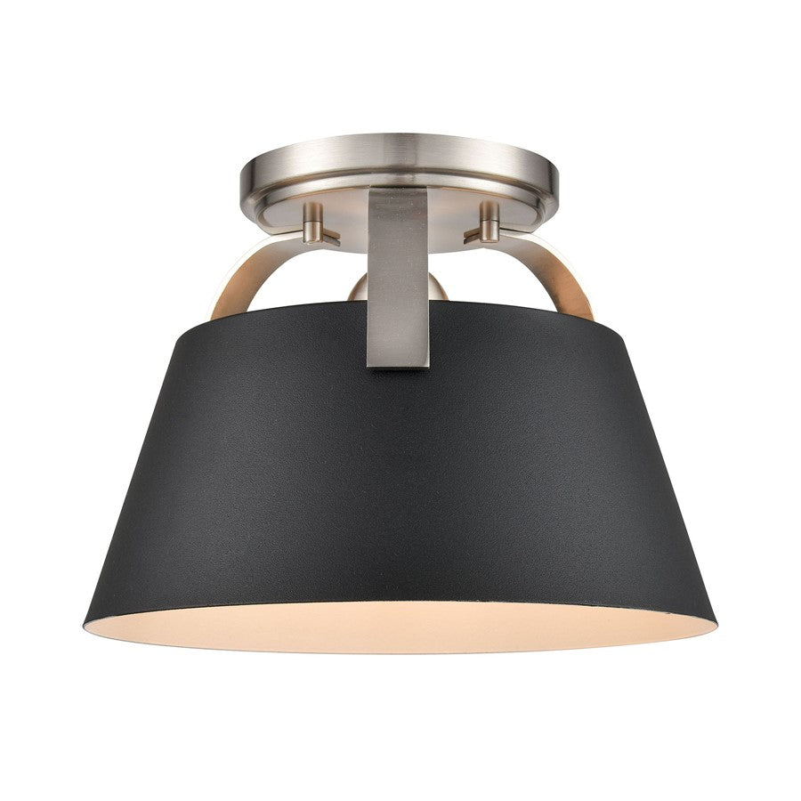 Atlas Lighting Jepson 9.5in 1-Light Semi Flush Mount | Transitional Brushed Nickel and Matte Black Metal | Kitchen & Hallway | Model CL11893-NK1