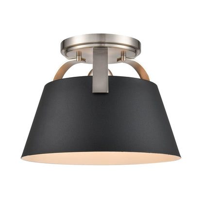 Atlas Lighting Jepson 9.5in 1-Light Semi Flush Mount | Transitional Brushed Nickel and Matte Black Metal | Kitchen & Hallway | Model CL11893-NK1