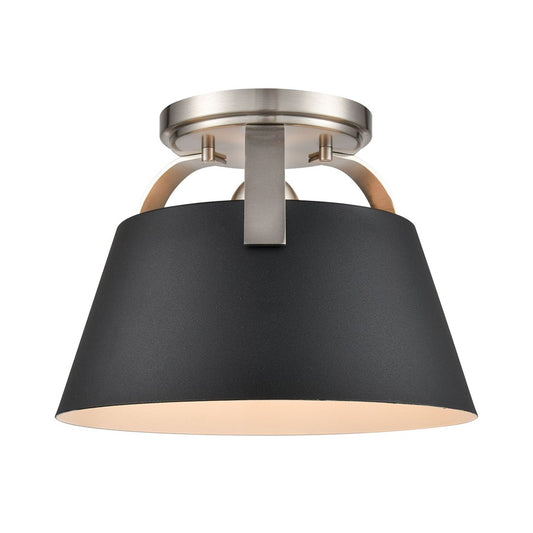 Atlas Lighting Jepson 9.5in 1-Light Semi Flush Mount | Transitional Brushed Nickel and Matte Black Metal | Kitchen & Hallway | Model CL11893-NK1