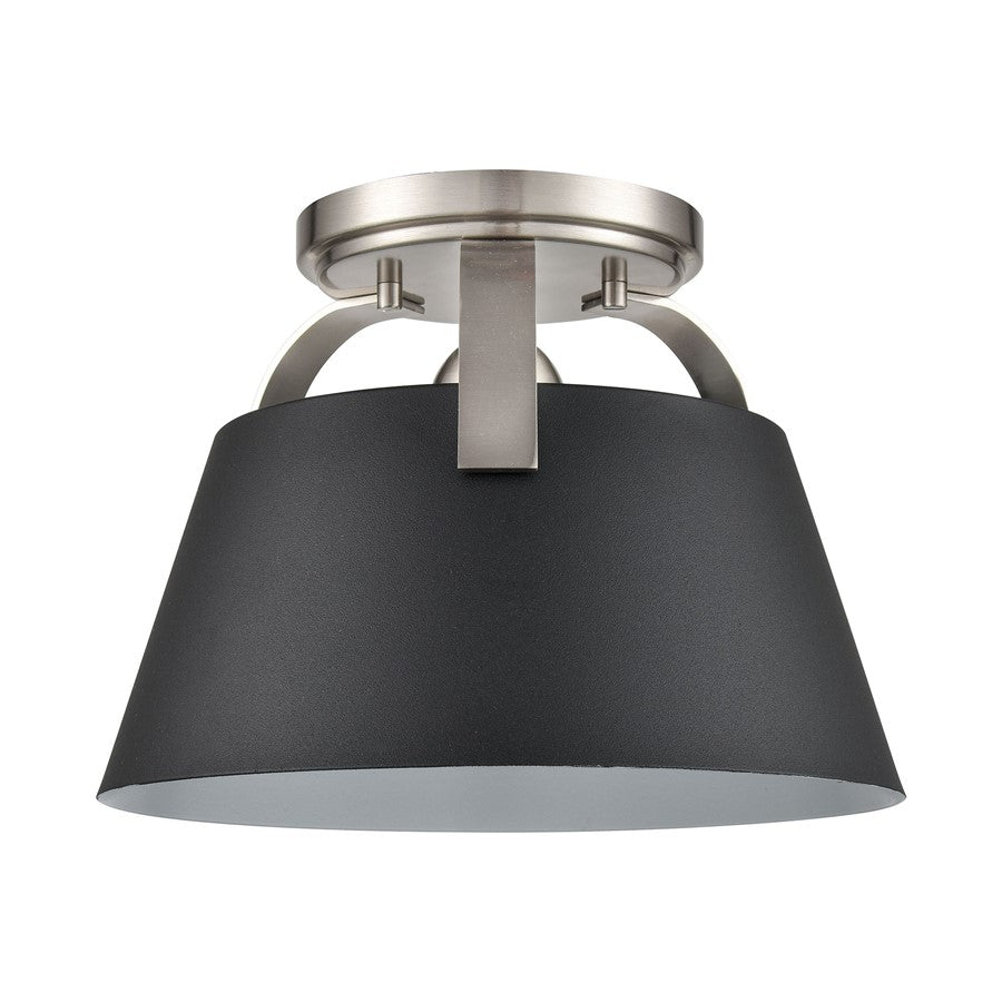 Atlas Lighting Jepson 9.5in 1-Light Semi Flush Mount | Transitional Brushed Nickel and Matte Black Metal | Kitchen & Hallway | Model CL11893-NK1
