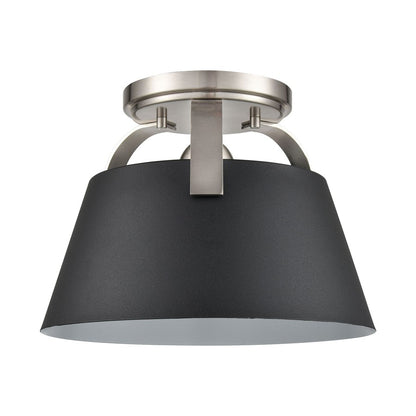 Atlas Lighting Jepson 9.5in 1-Light Semi Flush Mount | Transitional Brushed Nickel and Matte Black Metal | Kitchen & Hallway | Model CL11893-NK1