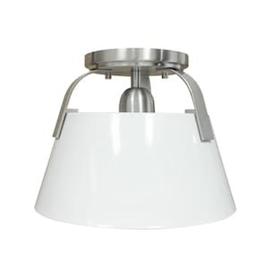 Atlas Lighting Jepson 9.5in 1-Light Semi Flush Mount | Transitional Brushed Nickel and White Metal | Kitchen & Hallway | Model CL11893-NK2
