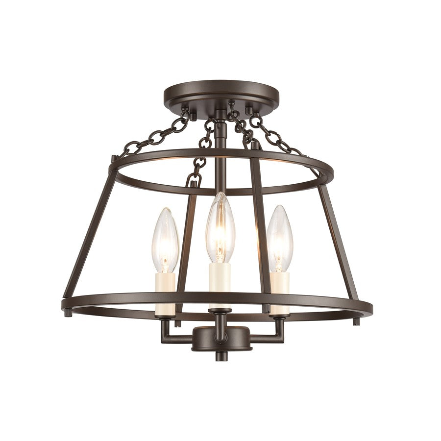 Atlas Lighting Joanie 13in 3-Light Semi Flush Mount | Transitional Old Bronze Metal | Entryway & Hallway | 13 x 13 x 11.75 in | Model CL11895-BZ