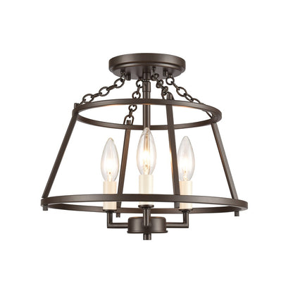 Atlas Lighting Joanie 13in 3-Light Semi Flush Mount | Transitional Old Bronze Metal | Entryway & Hallway | 13 x 13 x 11.75 in | Model CL11895-BZ