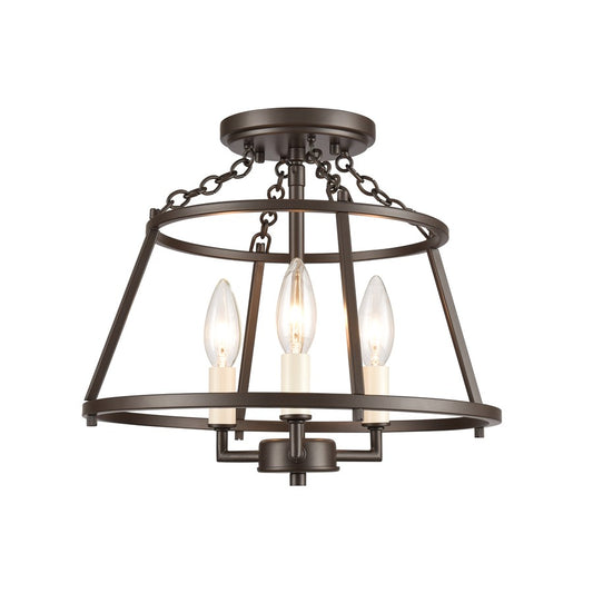 Atlas Lighting Joanie 13in 3-Light Semi Flush Mount | Transitional Old Bronze Metal | Entryway & Hallway | 13 x 13 x 11.75 in | Model CL11895-BZ