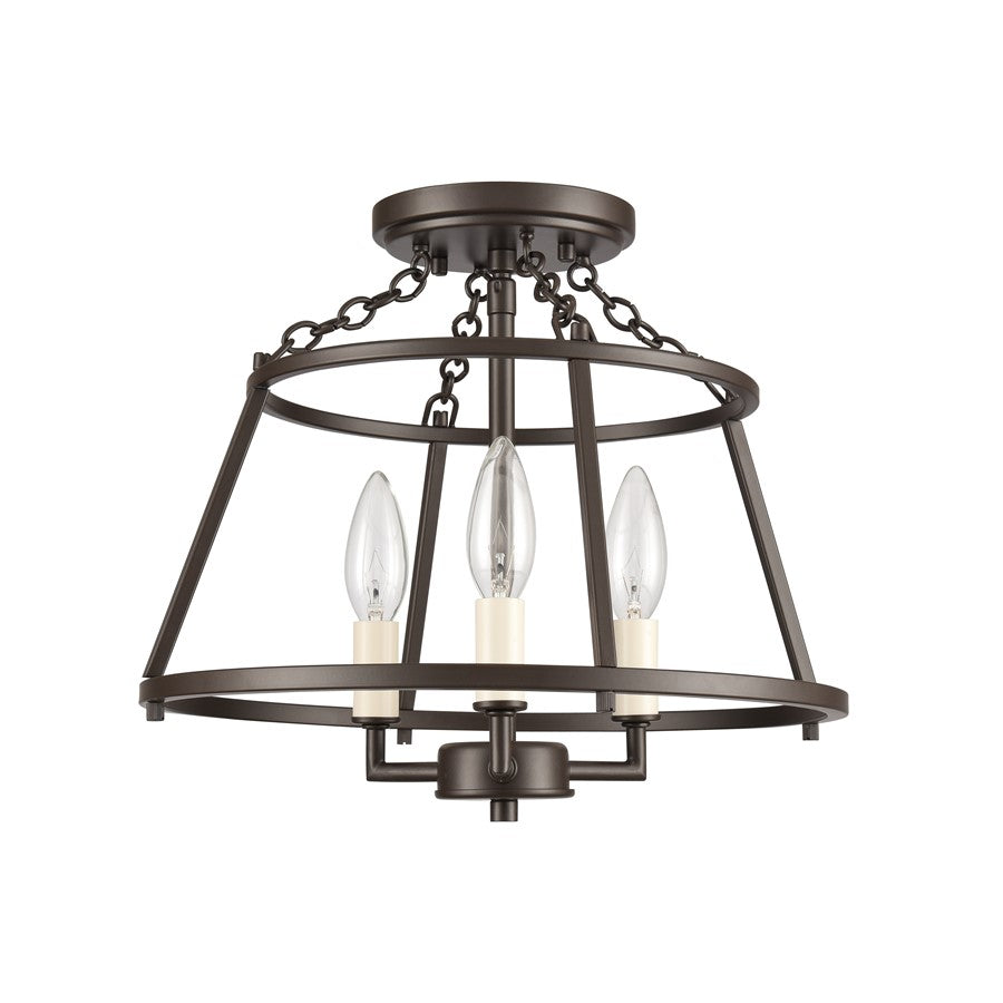 Atlas Lighting Joanie 13in 3-Light Semi Flush Mount | Transitional Old Bronze Metal | Entryway & Hallway | 13 x 13 x 11.75 in | Model CL11895-BZ