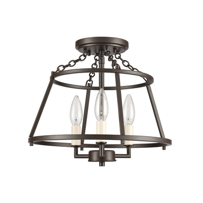 Atlas Lighting Joanie 13in 3-Light Semi Flush Mount | Transitional Old Bronze Metal | Entryway & Hallway | 13 x 13 x 11.75 in | Model CL11895-BZ