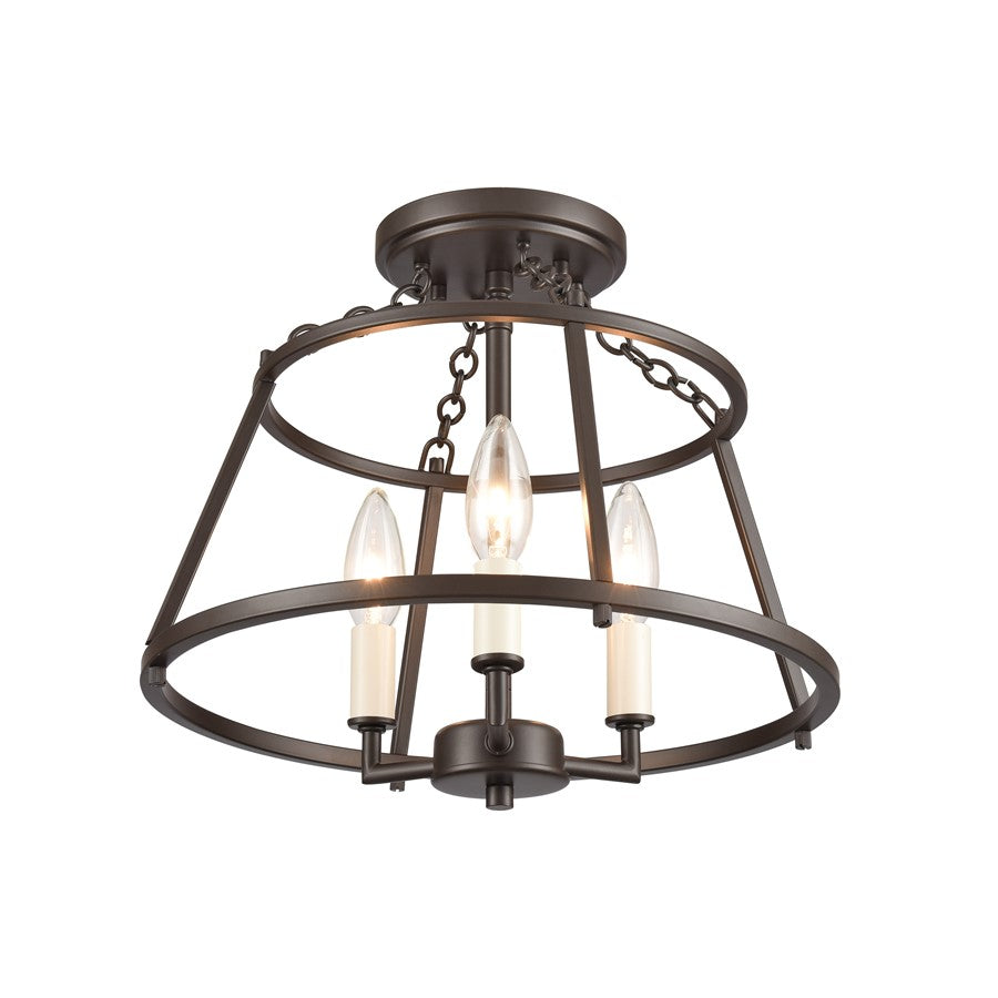 Atlas Lighting Joanie 13in 3-Light Semi Flush Mount | Transitional Old Bronze Metal | Entryway & Hallway | 13 x 13 x 11.75 in | Model CL11895-BZ