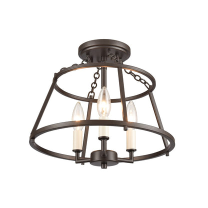 Atlas Lighting Joanie 13in 3-Light Semi Flush Mount | Transitional Old Bronze Metal | Entryway & Hallway | 13 x 13 x 11.75 in | Model CL11895-BZ