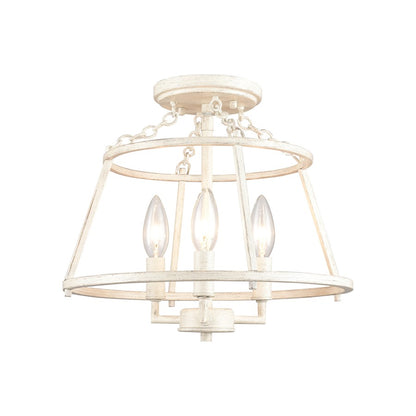 Atlas Lighting Joanie 13in 3-Light Semi Flush Mount | Transitional Antique White Metal | Entryway & Hallway | 13 x 13 x 11.75 in | Model CL11895-WH