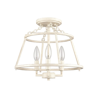 Atlas Lighting Joanie 13in 3-Light Semi Flush Mount | Transitional Antique White Metal | Entryway & Hallway | 13 x 13 x 11.75 in | Model CL11895-WH
