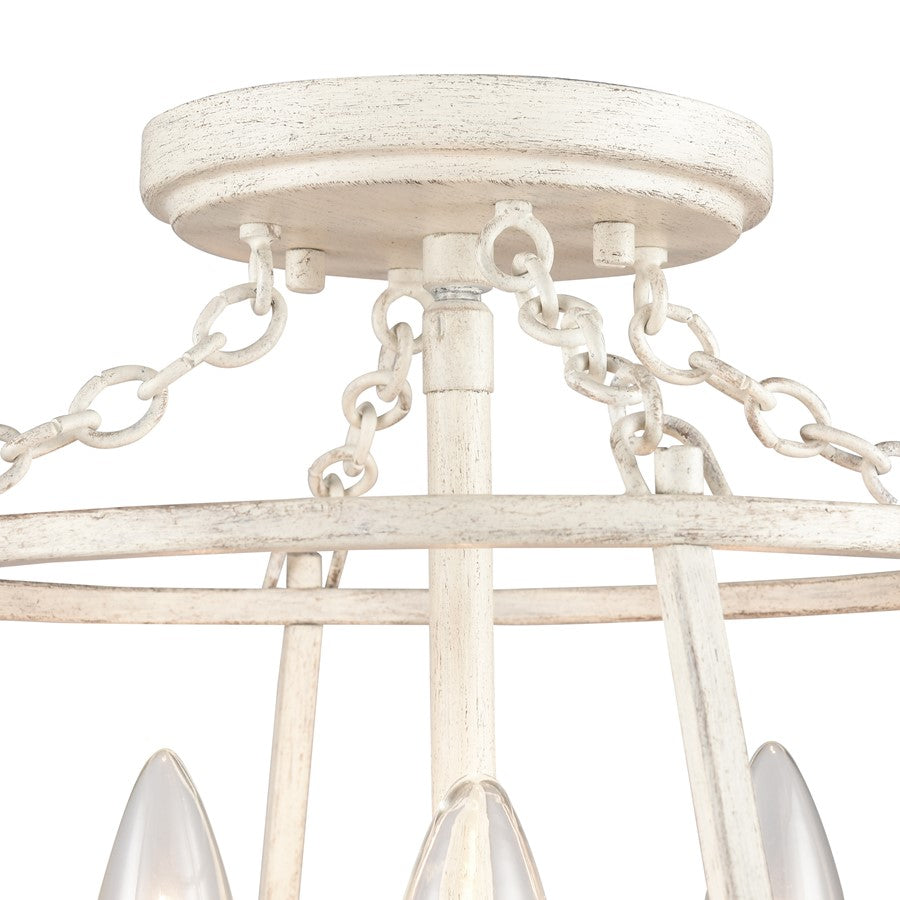 Atlas Lighting Joanie 13in 3-Light Semi Flush Mount | Transitional Antique White Metal | Entryway & Hallway | 13 x 13 x 11.75 in | Model CL11895-WH