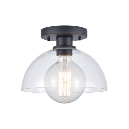 Atlas Lighting Julian 10in 1-Light Semi Flush Mount | Transitional Matte Black and Clear Glass | Entryway & Hallway | Model CL11896-BK