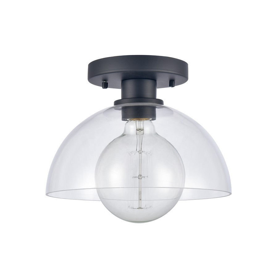 Atlas Lighting Julian 10in 1-Light Semi Flush Mount | Transitional Matte Black and Clear Glass | Entryway & Hallway | Model CL11896-BK