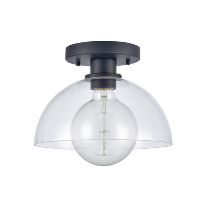 Atlas Lighting Julian 10in 1-Light Semi Flush Mount | Transitional Matte Black and Clear Glass | Entryway & Hallway | Model CL11896-BK