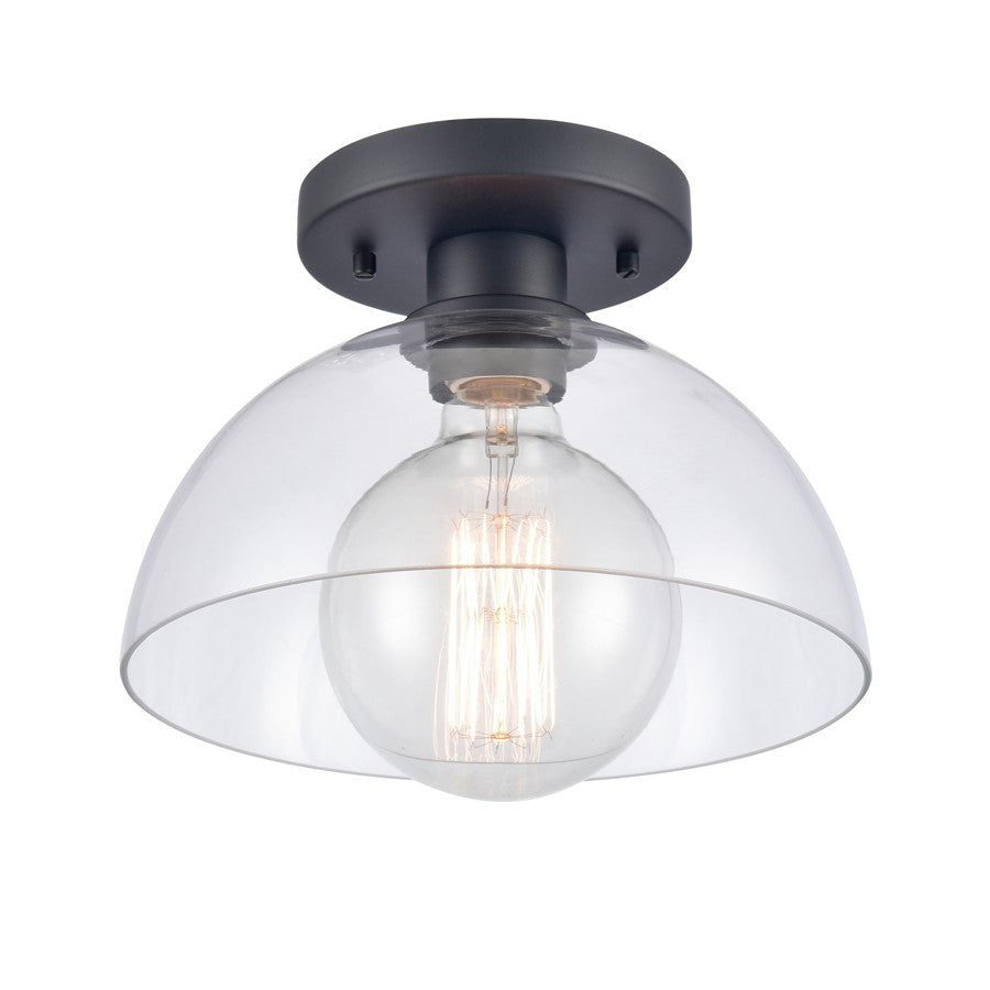 Atlas Lighting Julian 10in 1-Light Semi Flush Mount | Transitional Matte Black and Clear Glass | Entryway & Hallway | Model CL11896-BK