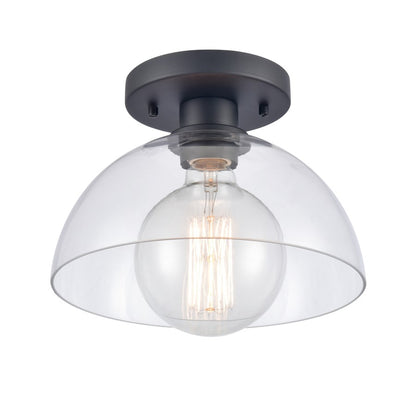 Atlas Lighting Julian 10in 1-Light Semi Flush Mount | Transitional Matte Black and Clear Glass | Entryway & Hallway | Model CL11896-BK